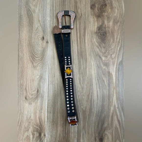 Rhinestone leather belt LNC Medium - Picture 4 of 4